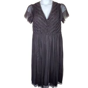 Wayward Fancies eShakti Lace Tulle Midi Dress Size 16/18 Pockets Ruffle Whimsy